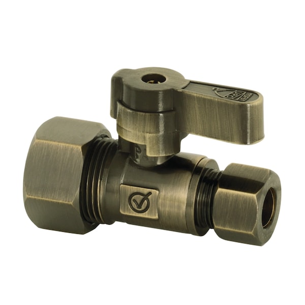 Kingston Brass KF5335AB 5/8-Inch OD x 3/8-Inch OD Comp Straight Stop Valve, Antique Brass KF5335AB - main